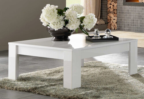 Table de salon blanche laquée rectangulaire -Modena